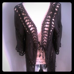 Black Bohemian Style tunic overlay